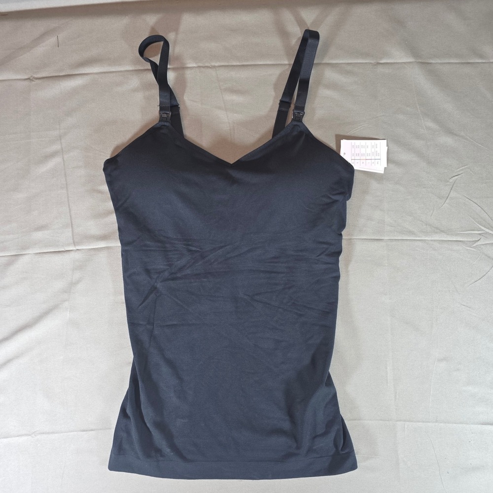 Auden Womens Seamless Nursing Camisole Black Medium Built-in Shelf Bra 023012786